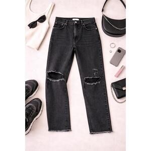 Abercrombie & Fitch Curve Love Ultra High-Rise Ankle Straight Jeans Black 27/4S